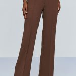 ACCESS pantalone flare choco bottone oro
