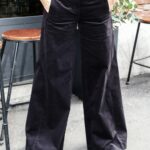 THIS IS IT Wide Leg nero velluto liscio