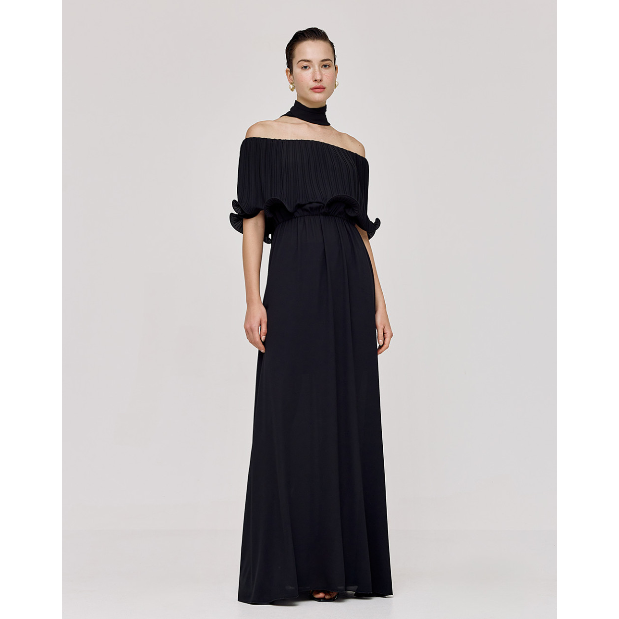 ACCESS abito black top plissé