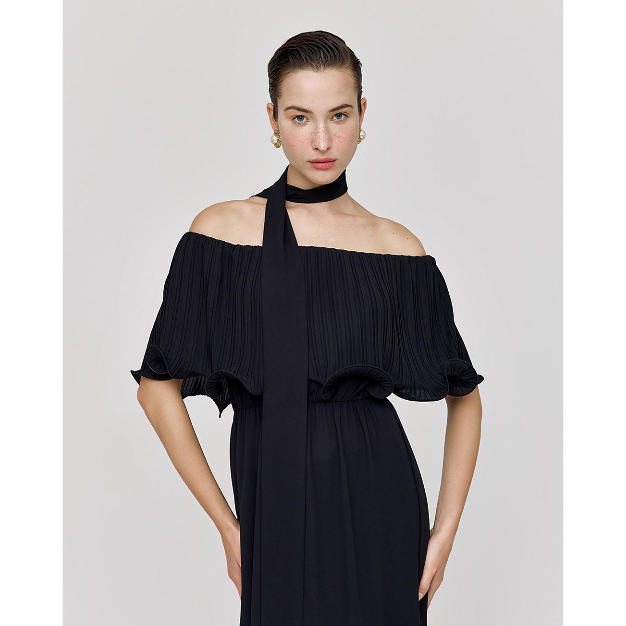 ACCESS abito black top plissé - immagine 2