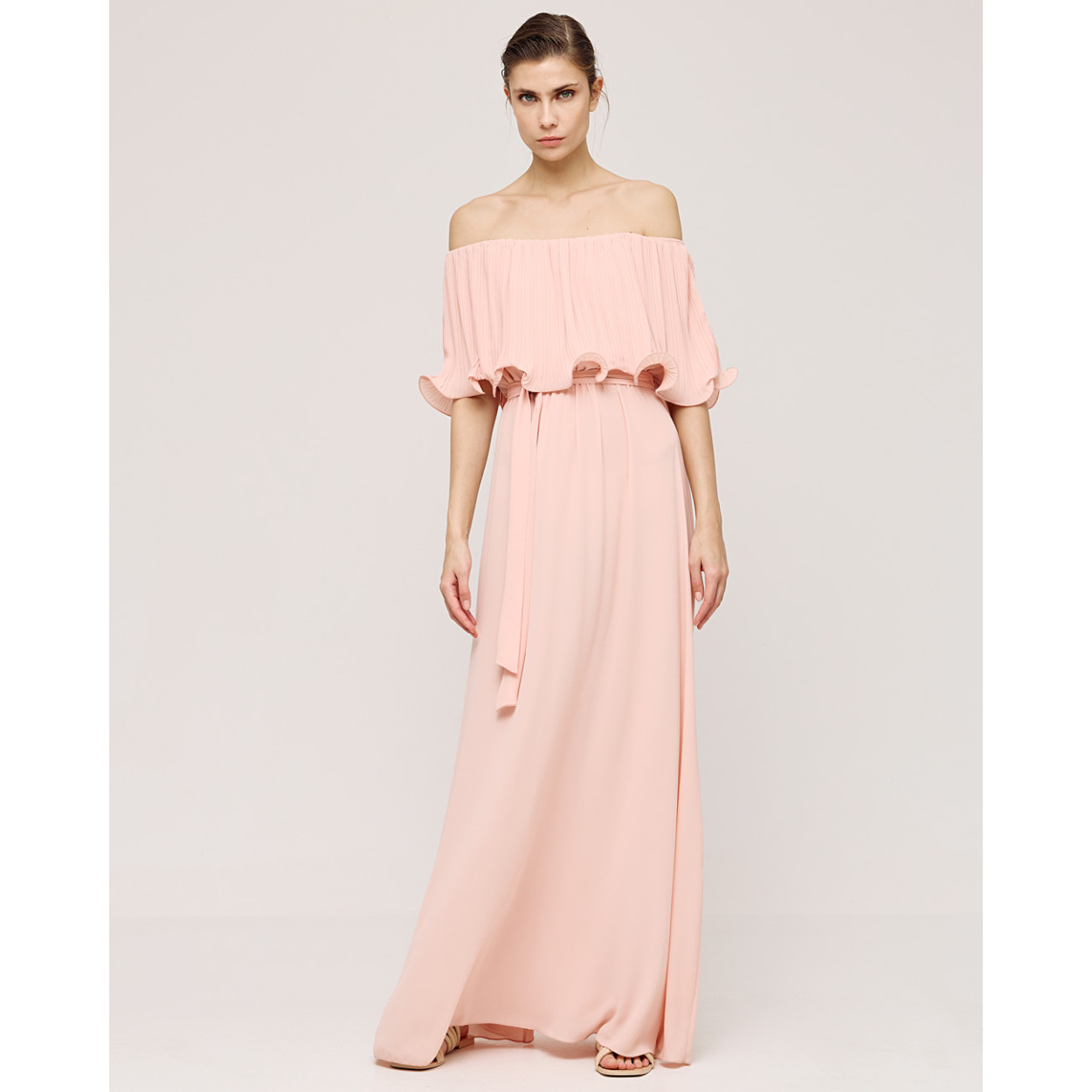 ACCESS abito peach top plissé