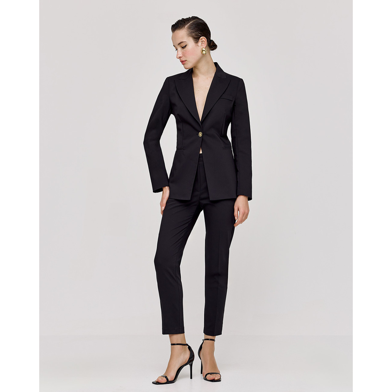 ACCESS pantalone nero bottone logato - immagine 7