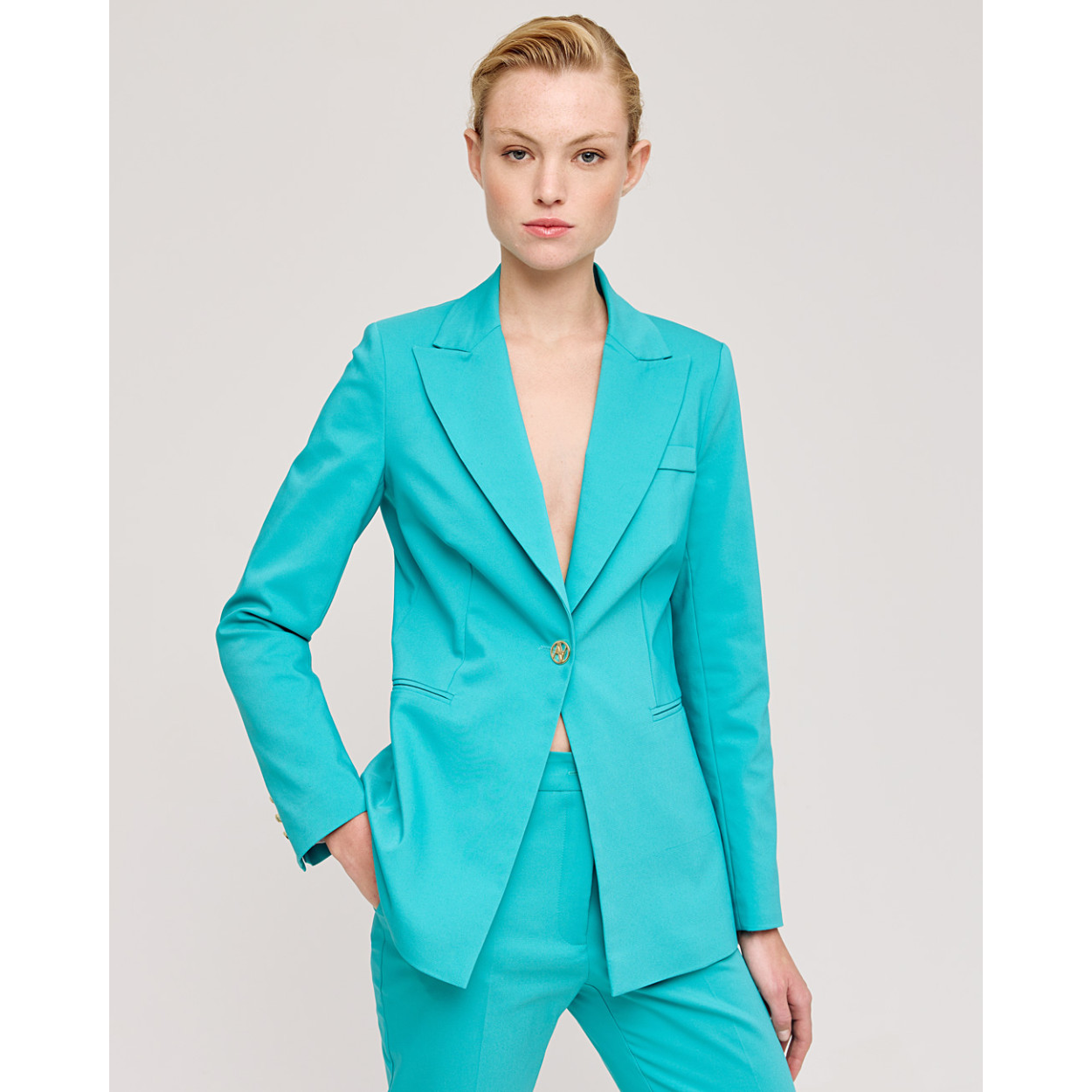 ACCESS blazer verde acqua bottone logato - immagine 5