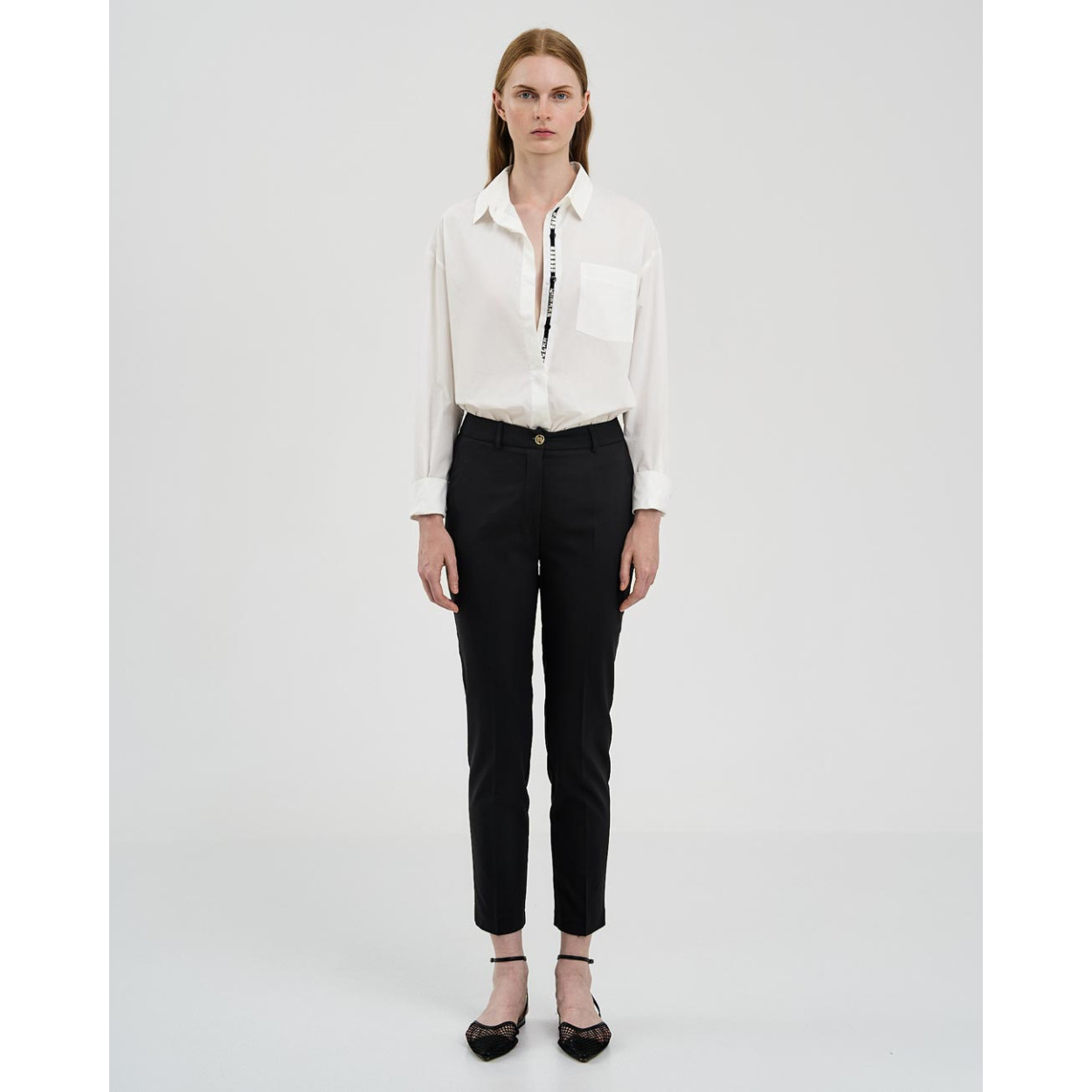 ACCESS pantalone nero bottone logato - immagine 5