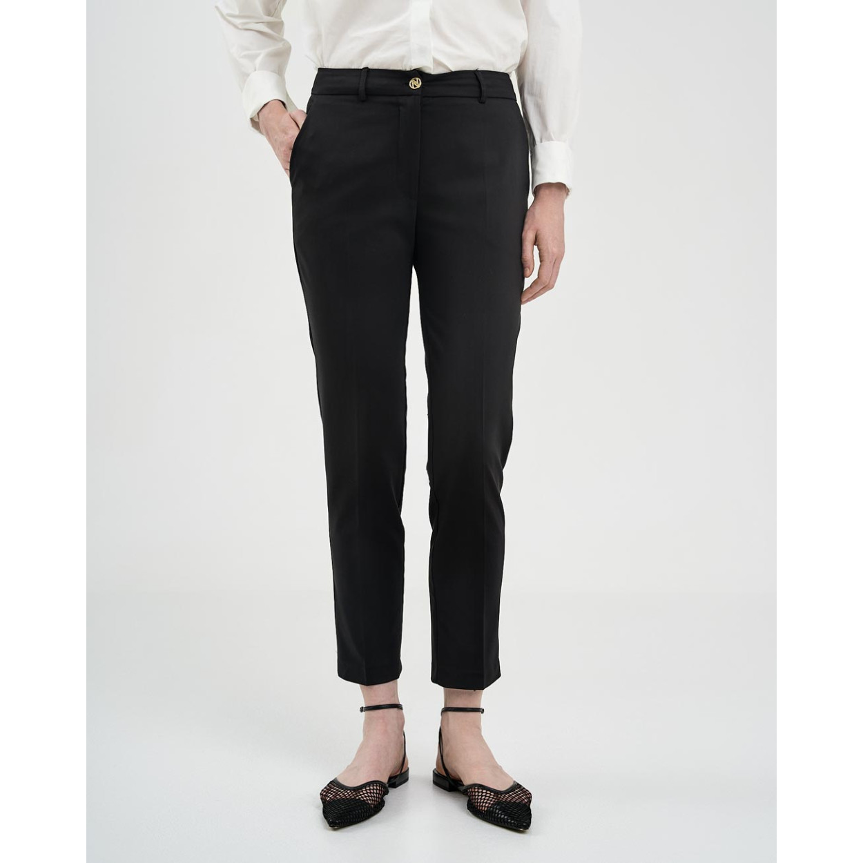 ACCESS pantalone nero bottone logato