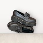 Mocassino pelle moro con impuntura