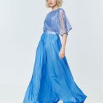 ACCESS abito celeste plissettato con paillettes