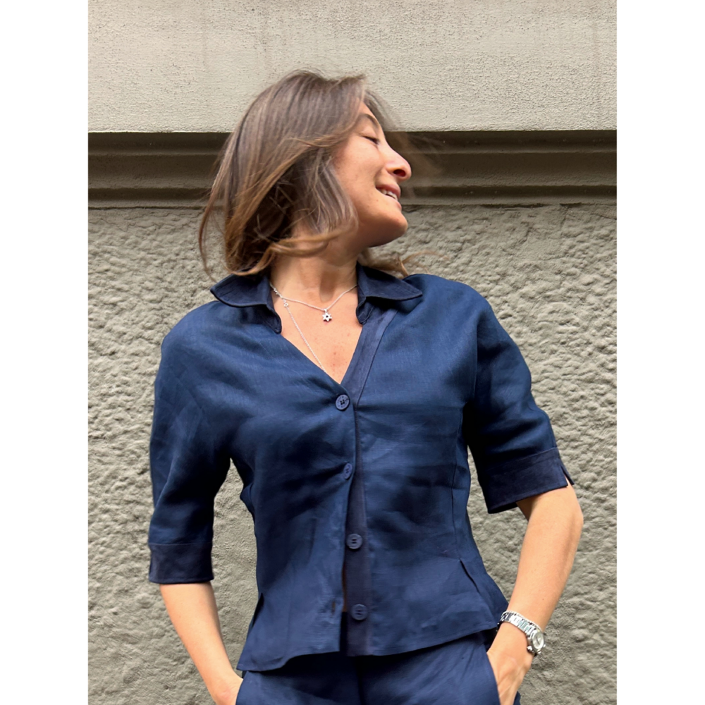 THAT'S IT Camicia Lino blu