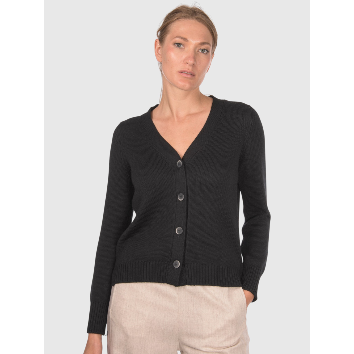 GRAN SASSO Cardigan Merino nero