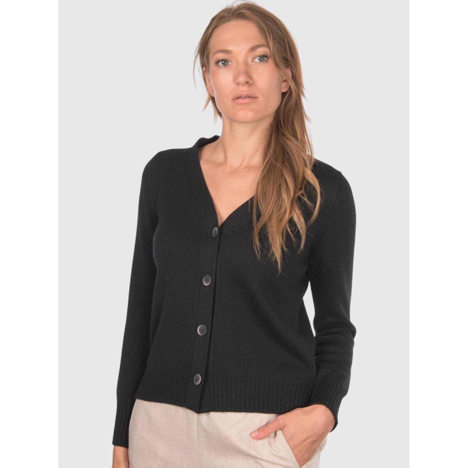 GRAN SASSO Cardigan Merino nero - immagine 3