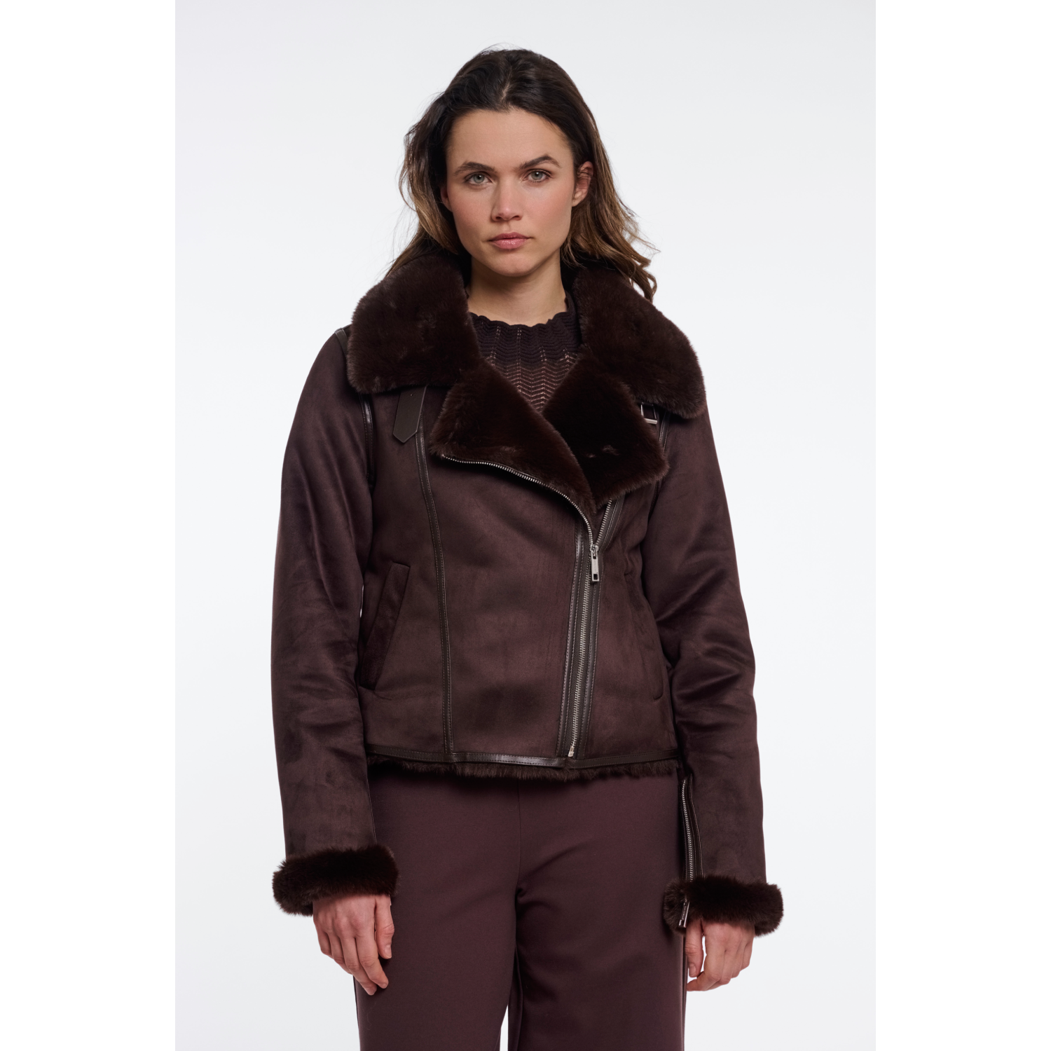 RINO & PELLE Chiodo Eco-fur marrone